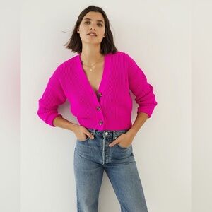Anthropologie by Maeve Fuchsia Magenta Cardigan Sweater XS